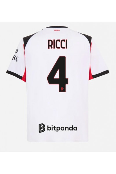 AC Milan Samuele Ricci #4 Jalkapallovaatteet Vieraspaita 2025-26 Lyhythihainen AC Milan Samuele Ricci #4 Jalkapallovaatteet Vieraspaita 2025-26 Lyhythihainen